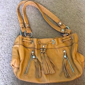 B. Makowsky Tan Leather Shoulder Bag